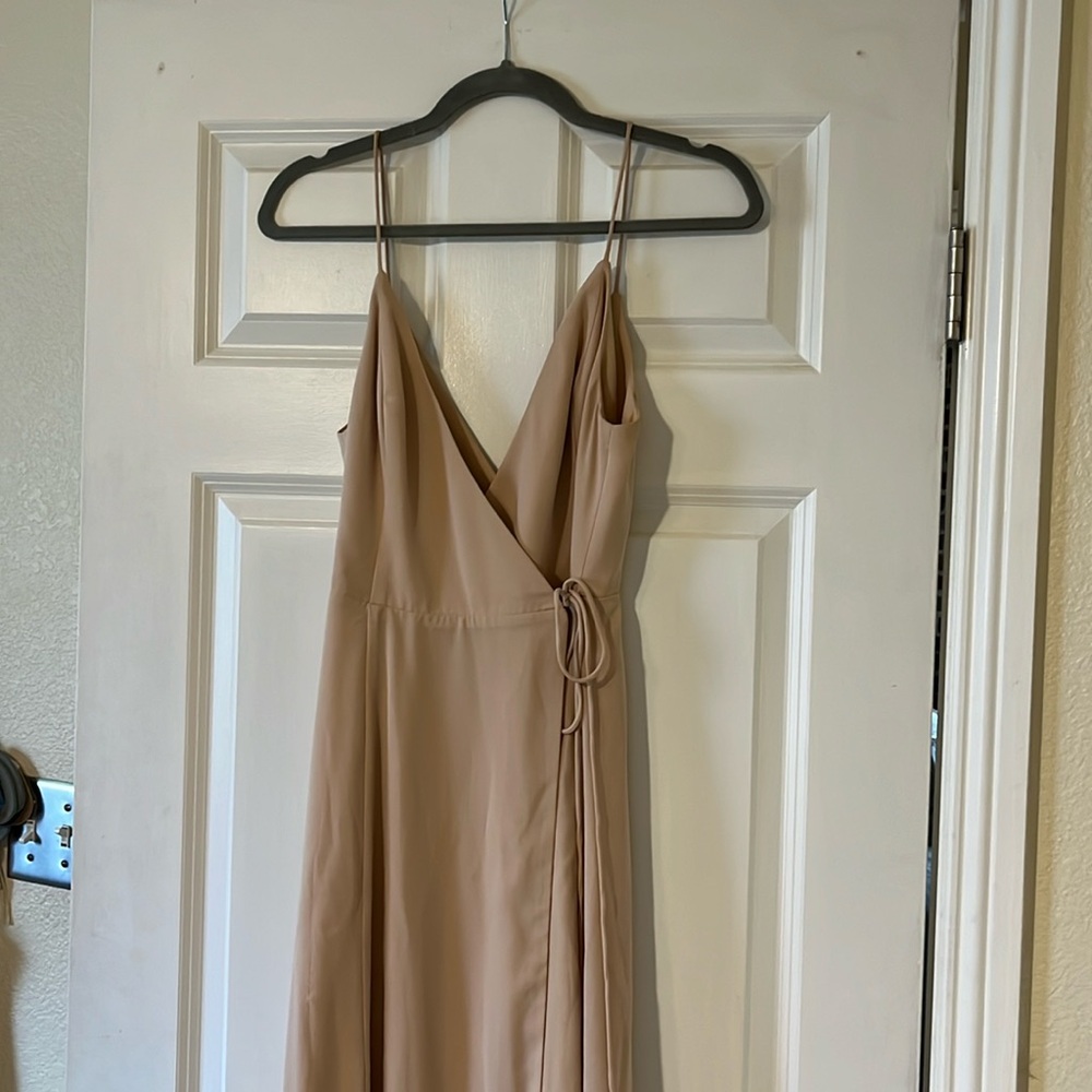 Fame and partners champagne bridesmaid dress